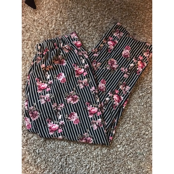 Rue21 Pants - Floral Striped Floaty Pants